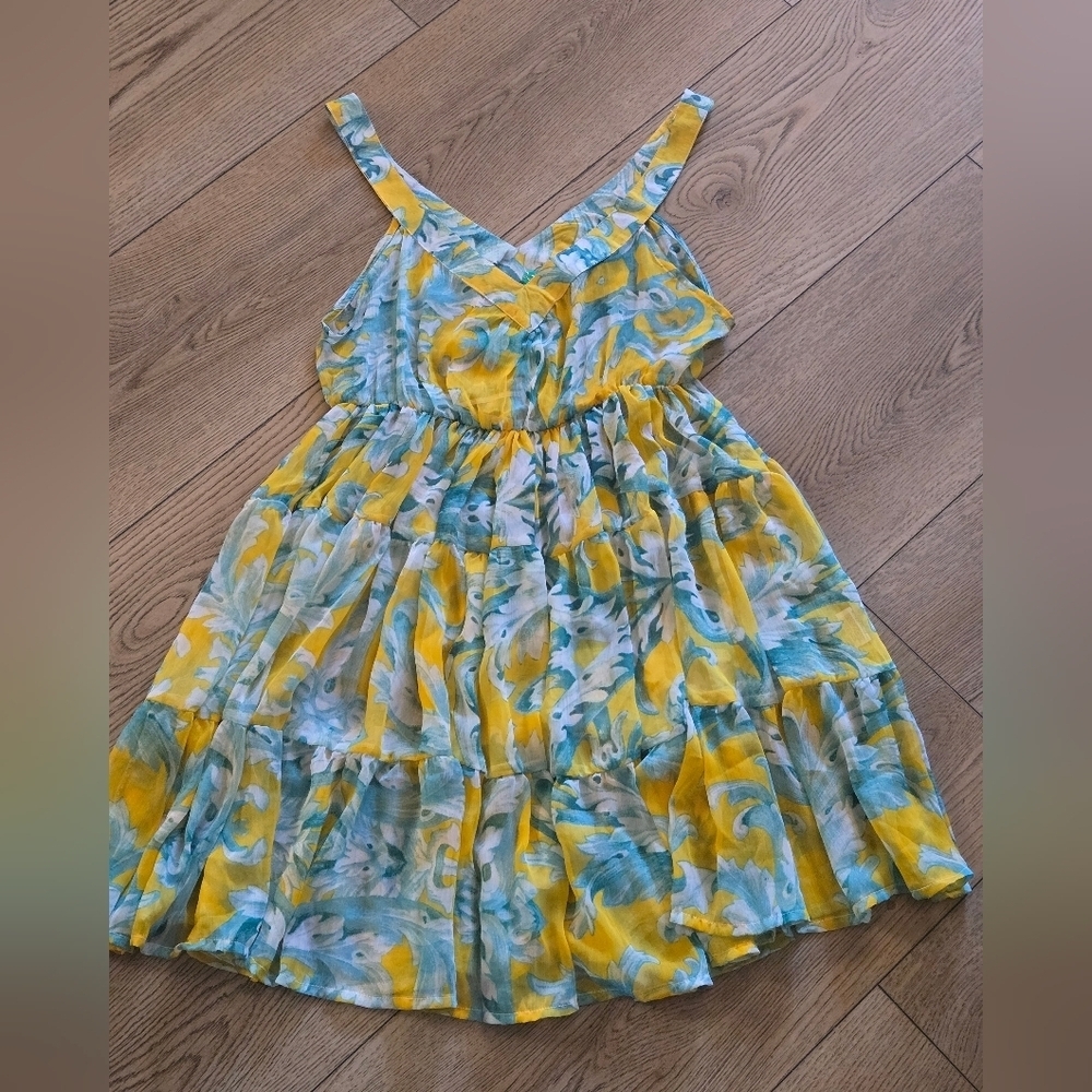 Vibrant Yellow and Green Floral Swim Coverup
